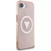 Guess Funda MagSafe IML Metal Glitter 4G Circle Triangle para Apple iPhone 16e (rosa)