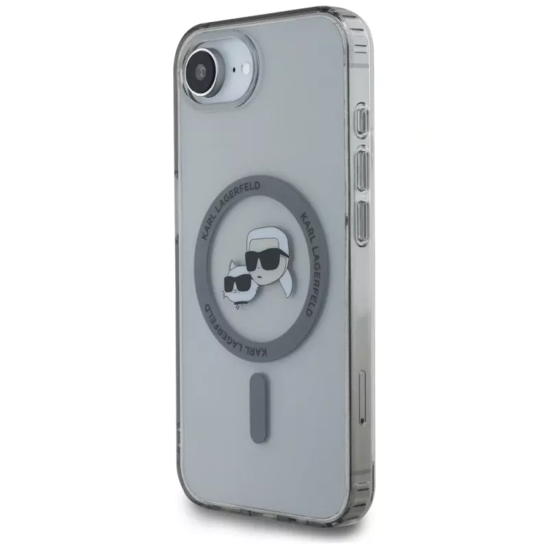 KARL LAGERFELD IML Metal Karl & Choupette Heads Funda MagSafe para iPhone 16e / 17e, negro