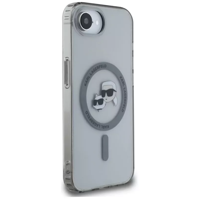 KARL LAGERFELD IML Metal Karl & Choupette Heads Funda MagSafe para iPhone 16e / 17e, negro