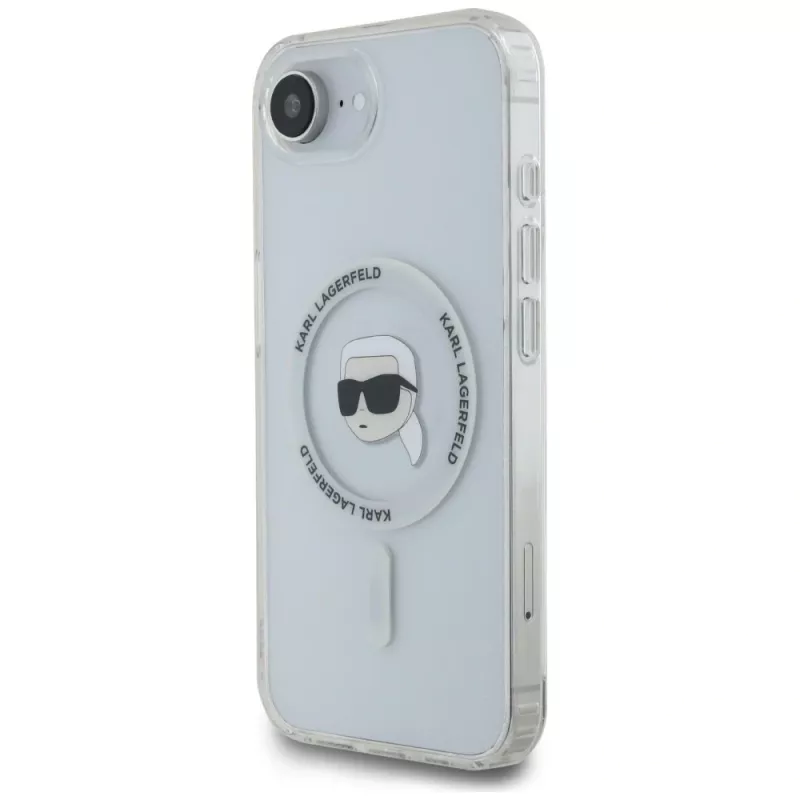 Karl Lagerfeld IML Metal Karl Head Funda MagSafe para iPhone 16e/17e, blanco
