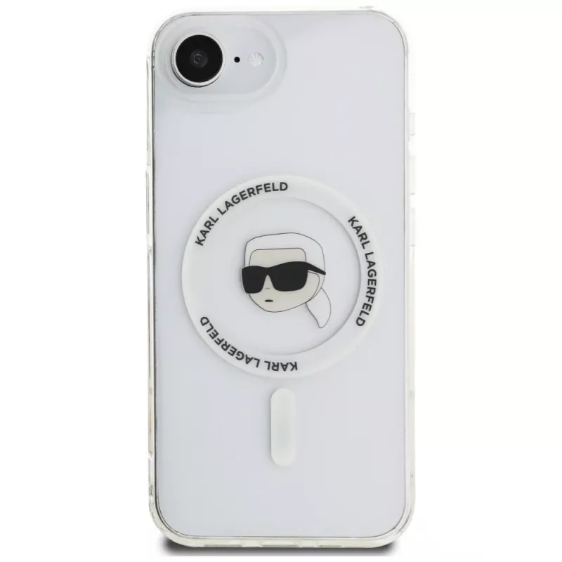 Karl Lagerfeld IML Metal Karl Head Funda MagSafe para iPhone 16e/17e, blanco
