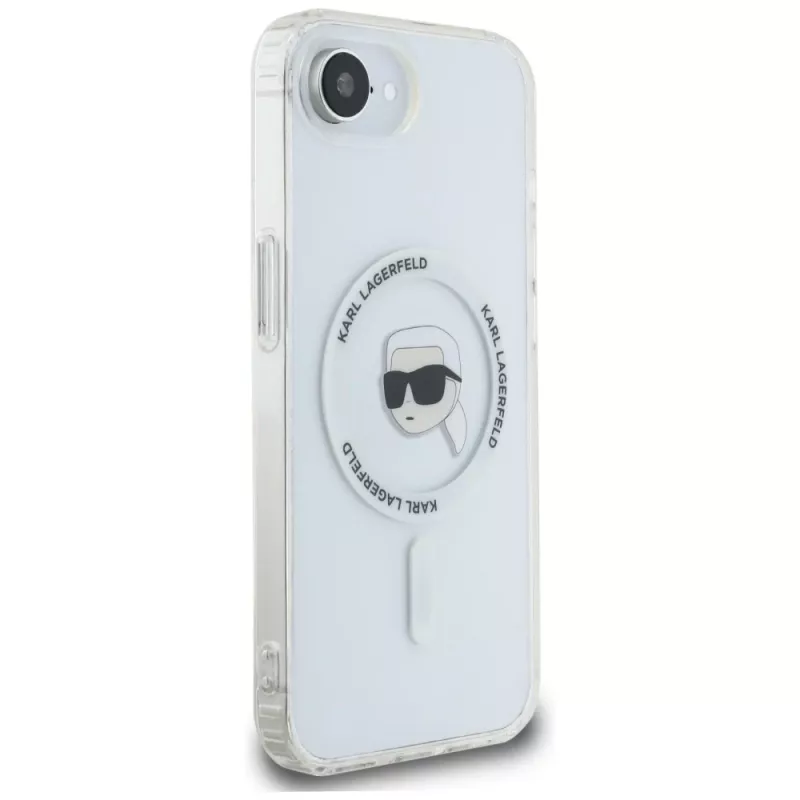 Karl Lagerfeld IML Metal Karl Head Funda MagSafe para iPhone 16e/17e, blanco
