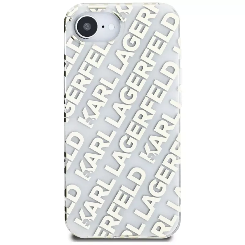 Karl Lagerfeld IML Repeat Logo Funda para iPhone 16e / 17e, dorado