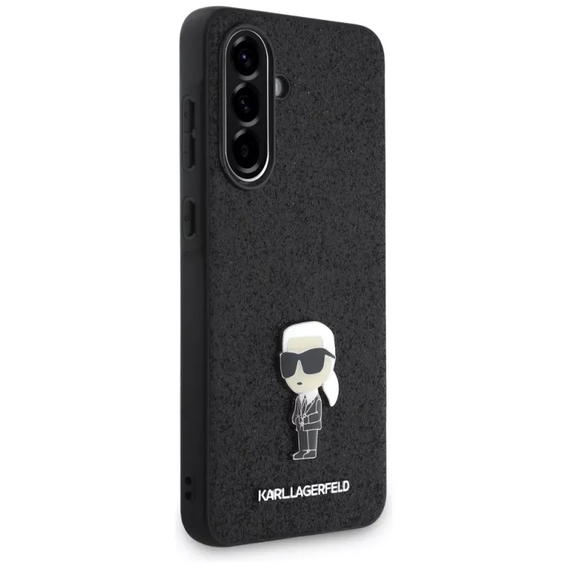 KARL LAGERFELD Fixed Glitter Ikonik Logo Metal Pin Funda para Samsung Galaxy A36 - negro
