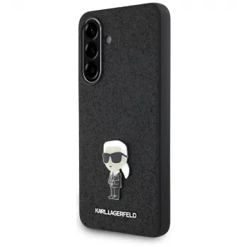 Karl Lagerfeld Fixed Glitter Ikonik Logo Metal Pin Funda trasera para Samsung Galaxy A56 5G (negro)