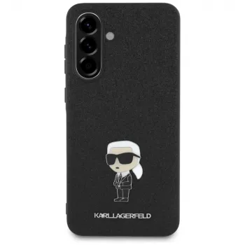 Karl Lagerfeld Fixed Glitter Ikonik Logo Metal Pin Funda trasera para Samsung Galaxy A56 5G (negro)