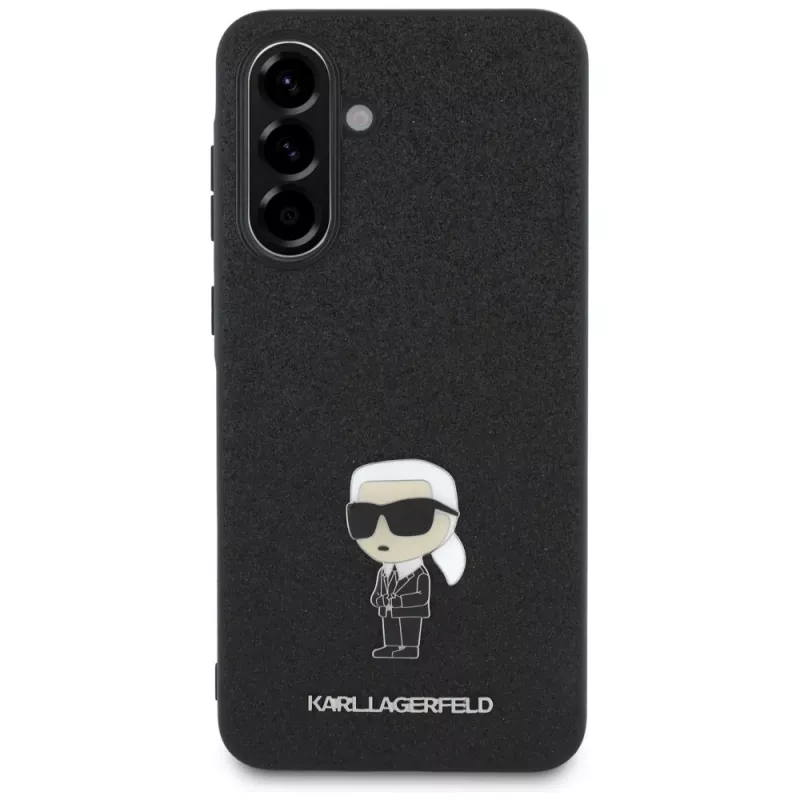 Karl Lagerfeld Fixed Glitter Ikonik Logo Metal Pin Funda trasera para Samsung Galaxy A56 5G (negro)