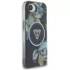 Guess IML Metal Glitter Flowers Triangle Funda MagSafe para Apple iPhone 16e (negro)