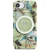 Guess IML Metal Glitter Flowers Triangle Funda trasera MagSafe para Apple iPhone 16e, verde