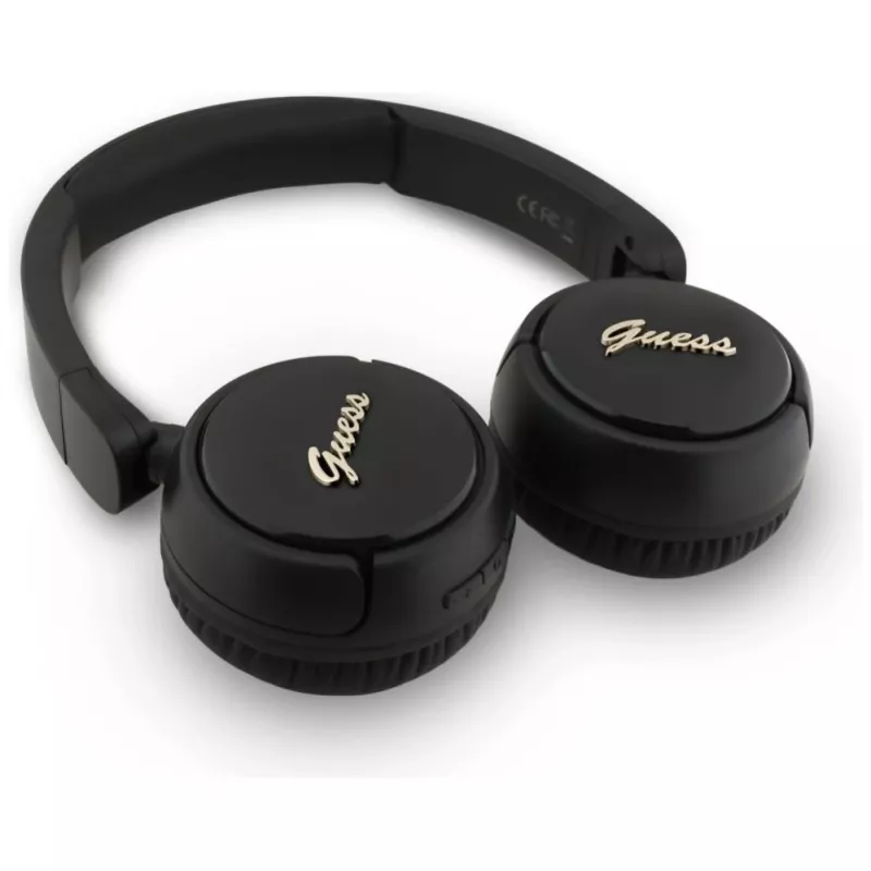 Guess Metal Logo Script Auriculares inalámbricos Bluetooth 5.3 over-ear, negro