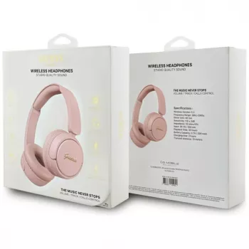 Guess Metal Logo Script Auriculares inalámbricos Bluetooth 5.3 on-ear (rosa)