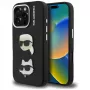 KARL LAGERFELD FW Grained Karl & Choupette Heads Pins Funda para iPhone 16 Pro, negro