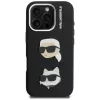 KARL LAGERFELD FW Grained Karl & Choupette Heads Pins Funda para iPhone 16 Pro, negro