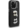 KARL LAGERFELD FW Grained Karl & Choupette Heads Pins Funda para iPhone 16 Pro, negro