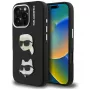 KARL LAGERFELD FW Grained Karl & Choupette Heads Pins Funda para iPhone 16 Pro Max, negro