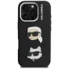 KARL LAGERFELD FW Grained Karl & Choupette Heads Pins Funda para iPhone 16 Pro Max, negro