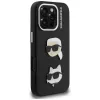KARL LAGERFELD FW Grained Karl & Choupette Heads Pins Funda para iPhone 16 Pro Max, negro