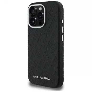 KARL LAGERFELD FW Stamped Karl Funda MagSafe para iPhone 16 Pro, negro