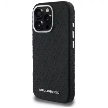KARL LAGERFELD FW Stamped Karl Funda MagSafe para iPhone 16 Pro Max, negro