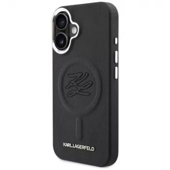 Karl Lagerfeld Initial & Metal Logo Funda MagSafe para Apple iPhone 16, negro