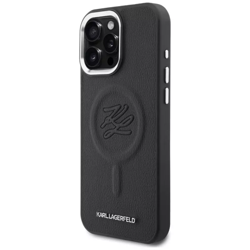 KARL LAGERFELD Embossed Ring Initials Funda MagSafe para Samsung Galaxy S26, negro