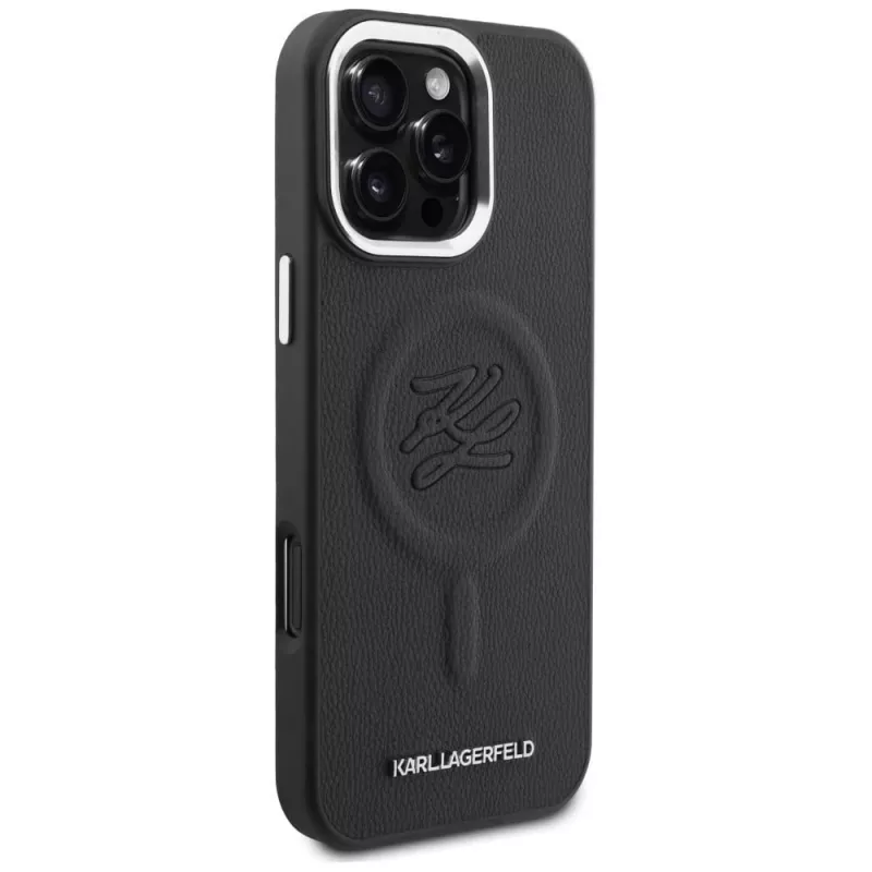 KARL LAGERFELD Embossed Ring Initials Funda MagSafe para Samsung Galaxy S26, negro