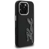 Karl Lagerfeld FW Grained Signature Logo Funda para iPhone 16 Pro, negro
