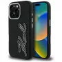 KARL LAGERFELD FW Grained Signature Logo Funda para iPhone 16 Pro Max, negro