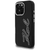 KARL LAGERFELD FW Grained Signature Logo Funda para iPhone 16 Pro Max, negro