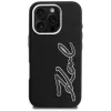 KARL LAGERFELD FW Grained Signature Logo Funda para iPhone 16 Pro Max, negro