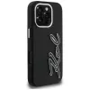 KARL LAGERFELD FW Grained Signature Logo Funda para iPhone 16 Pro Max, negro