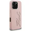 KARL LAGERFELD FW Grained Signature Logo Funda rígida para iPhone 16 Pro, rosa