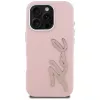 KARL LAGERFELD FW Grained Signature Logo Funda para iPhone 16 Pro Max, rosa