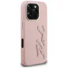 KARL LAGERFELD FW Grained Signature Logo Funda para iPhone 16 Pro Max, rosa