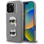 Karl Lagerfeld FW Grained Karl & Choupette Heads Pins Funda para iPhone 16 Pro, gris
