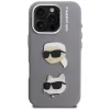 KARL LAGERFELD FW Grained Karl & Choupette Heads Pins Funda para iPhone 16 Pro Max, gris