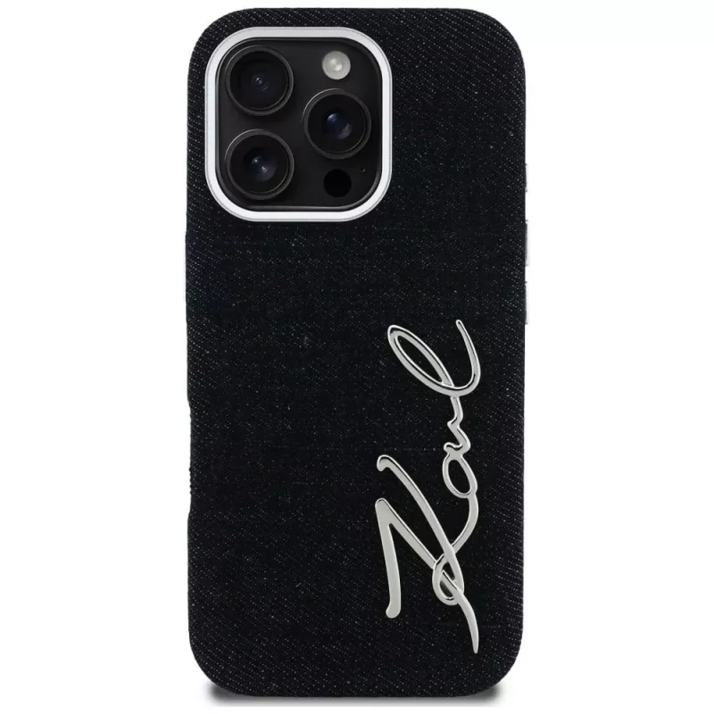 Karl Lagerfeld FW Jeans Signature Logo Funda para iPhone 16 Pro, negro