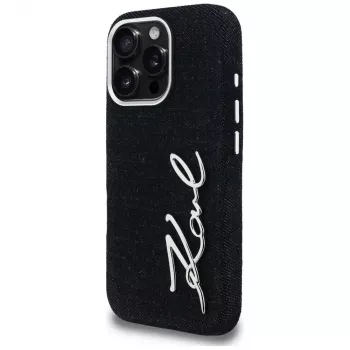 KARL LAGERFELD FW Jeans Signature Logo Funda para iPhone 16 Pro Max, negro