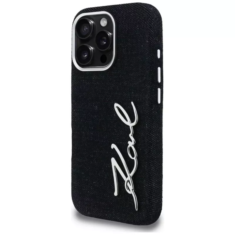 KARL LAGERFELD FW Jeans Signature Logo Funda para iPhone 16 Pro Max, negro
