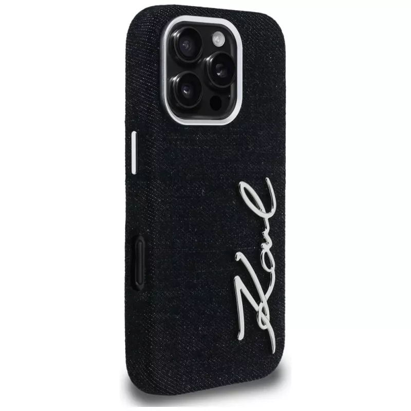 KARL LAGERFELD FW Jeans Signature Logo Funda para iPhone 16 Pro Max, negro