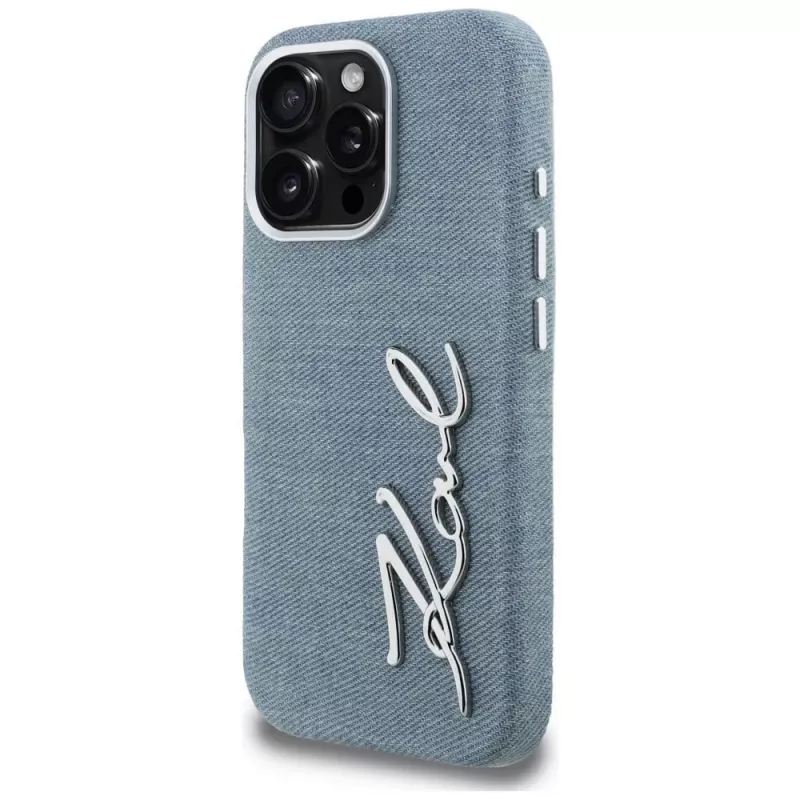 Karl Lagerfeld FW Jeans Signature Logo Funda para iPhone 16 Pro, azul
