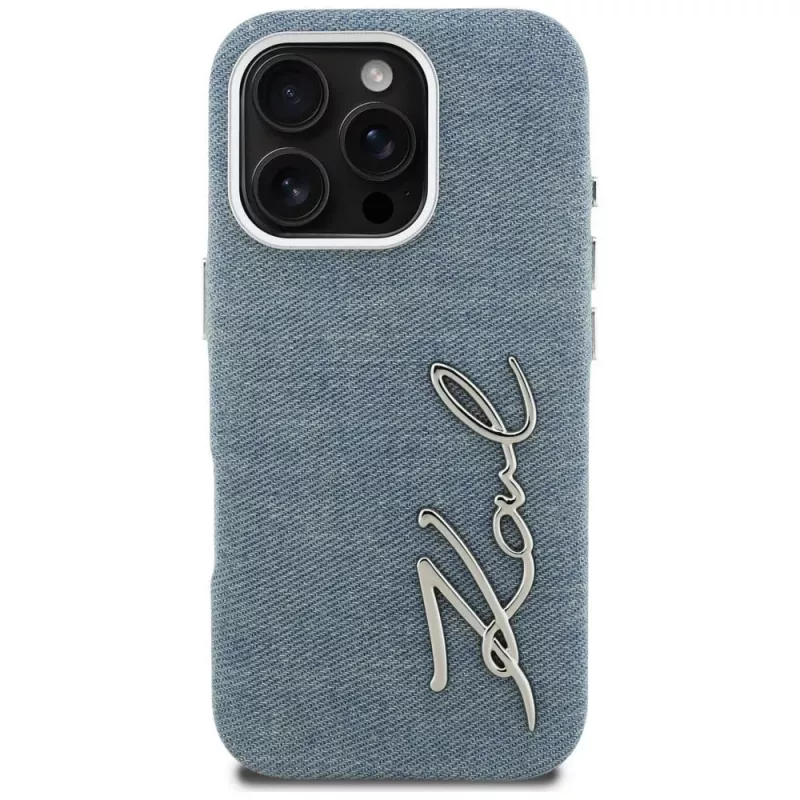Karl Lagerfeld FW Jeans Signature Logo Funda para iPhone 16 Pro, azul