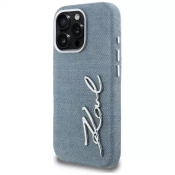 KARL LAGERFELD FW Jeans Signature Logo Funda para iPhone 16 Pro Max, azul