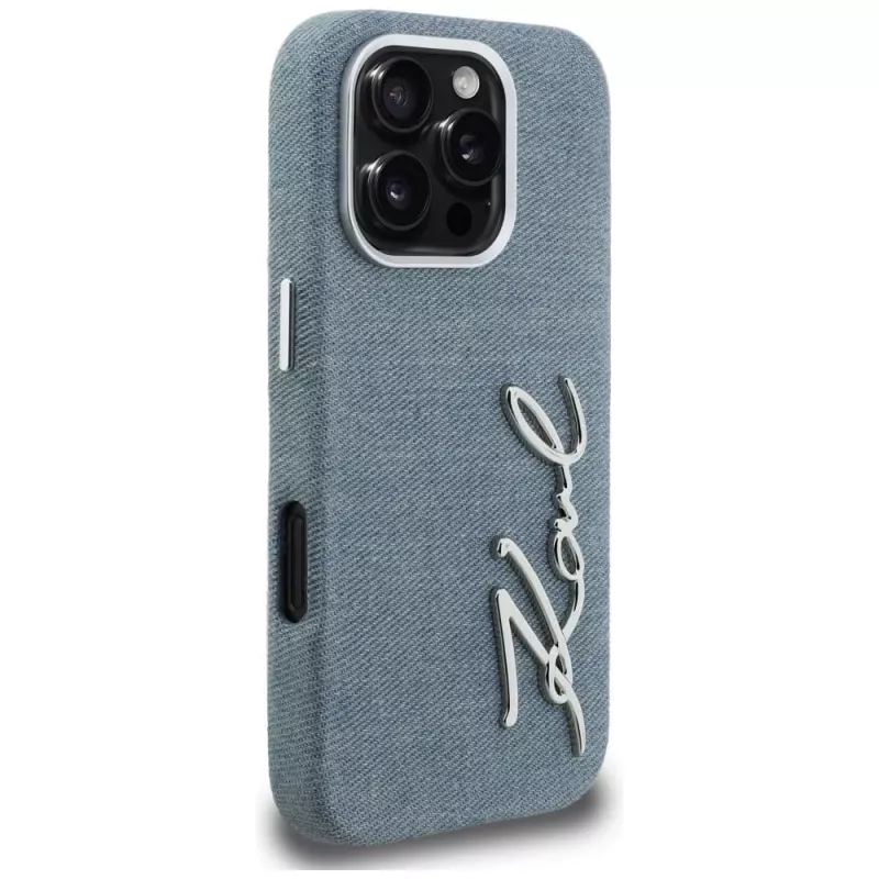 KARL LAGERFELD FW Jeans Signature Logo Funda para iPhone 16 Pro Max, azul