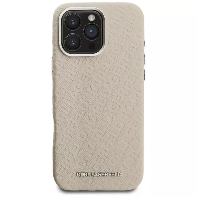 KARL LAGERFELD FW Stamped Karl Funda MagSafe para iPhone 16 Pro Max, beige