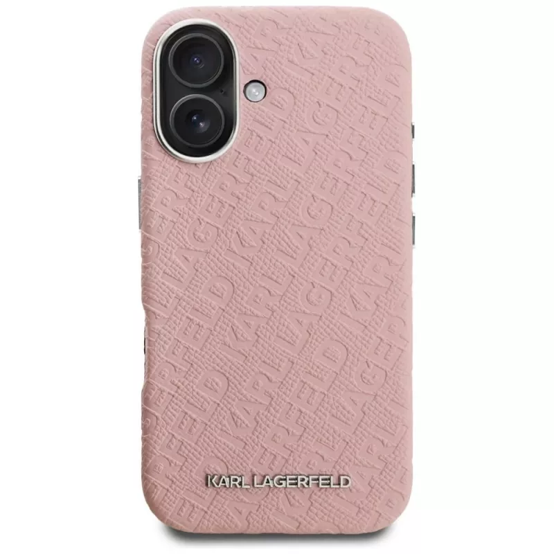 KARL LAGERFELD Stamped Karl Funda MagSafe para iPhone 16, rosa