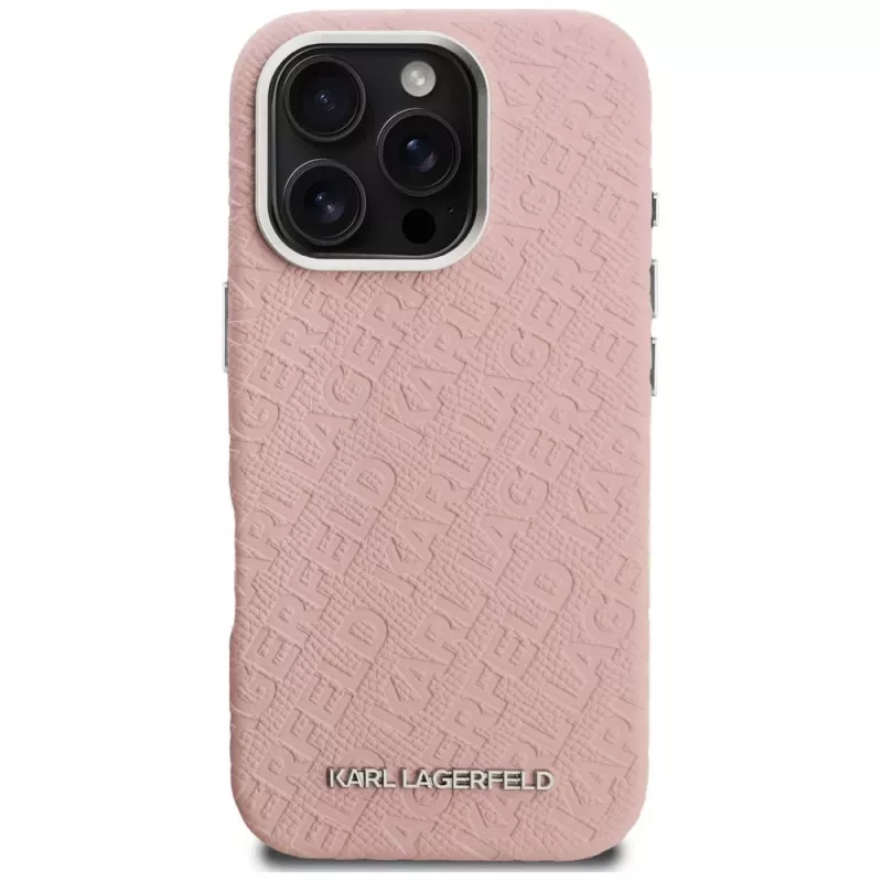 Karl Lagerfeld FW Stamped Karl Funda MagSafe para iPhone 16 Pro, rosa