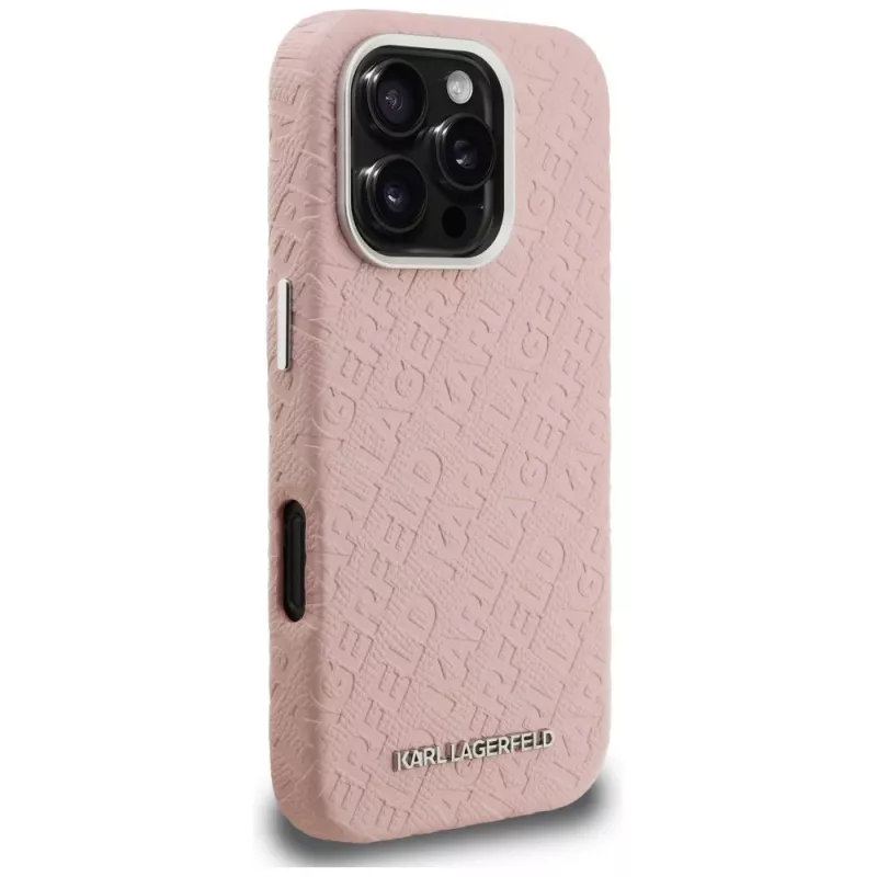 Karl Lagerfeld FW Stamped Karl Funda MagSafe para iPhone 16 Pro, rosa