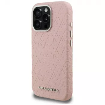 Karl Lagerfeld FW Stamped Karl Funda MagSafe para iPhone 16 Pro Max, rosa