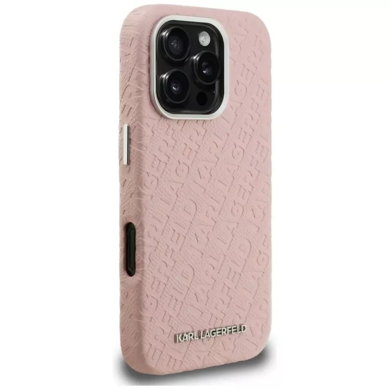 Karl Lagerfeld FW Stamped Karl Funda MagSafe para iPhone 16 Pro Max, rosa
